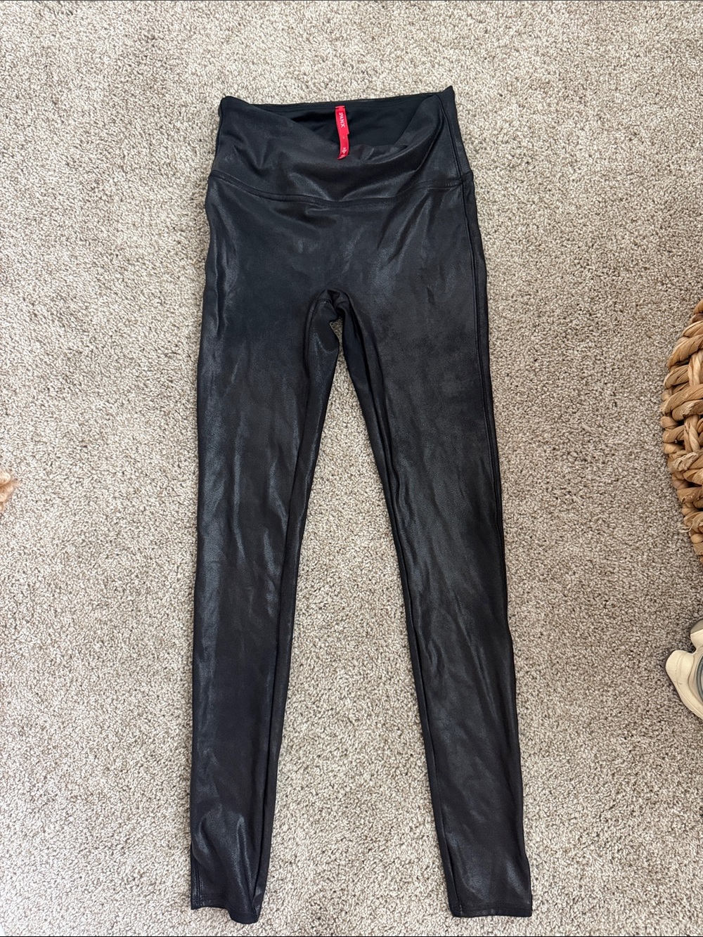 SPANX Black Faux-Leather Leggings